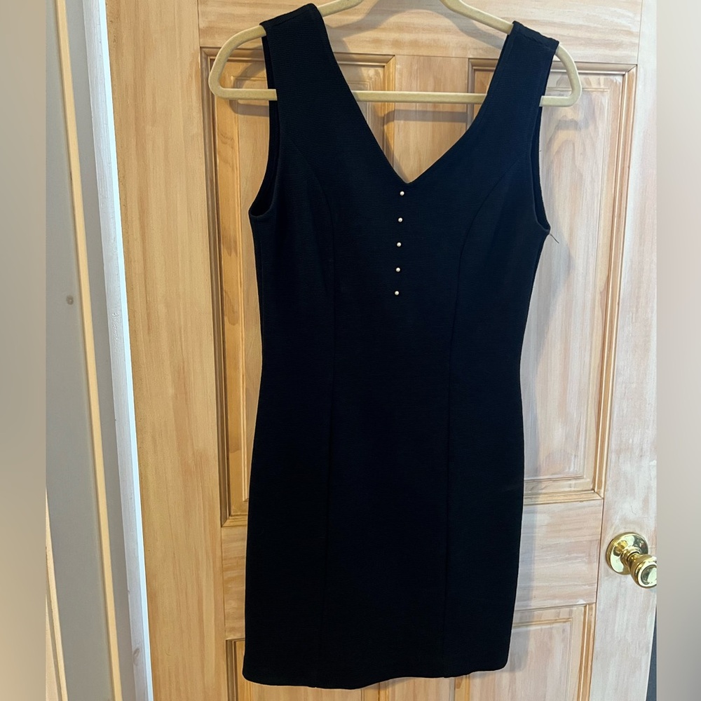 Textured Black Bodycon Dress M
